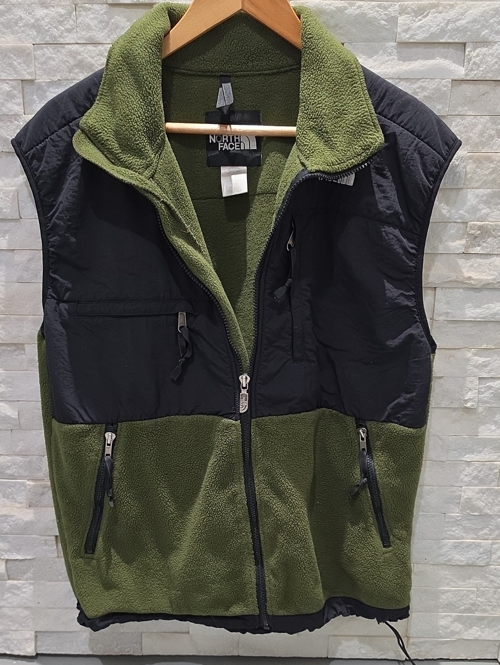 The North Face Olive Green and Black Fleece Vest - Men's